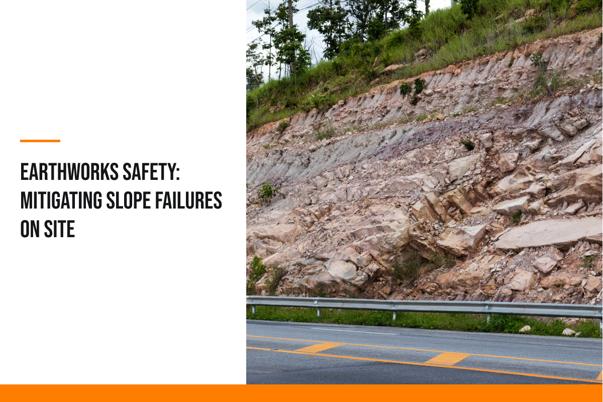 A rocky slope capped with a layer of long green grass. AMC is committed to keeping your work sites safe by negating slope failures.